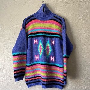 Kitty Hawk Vintage Aztec print turtleneck sweater